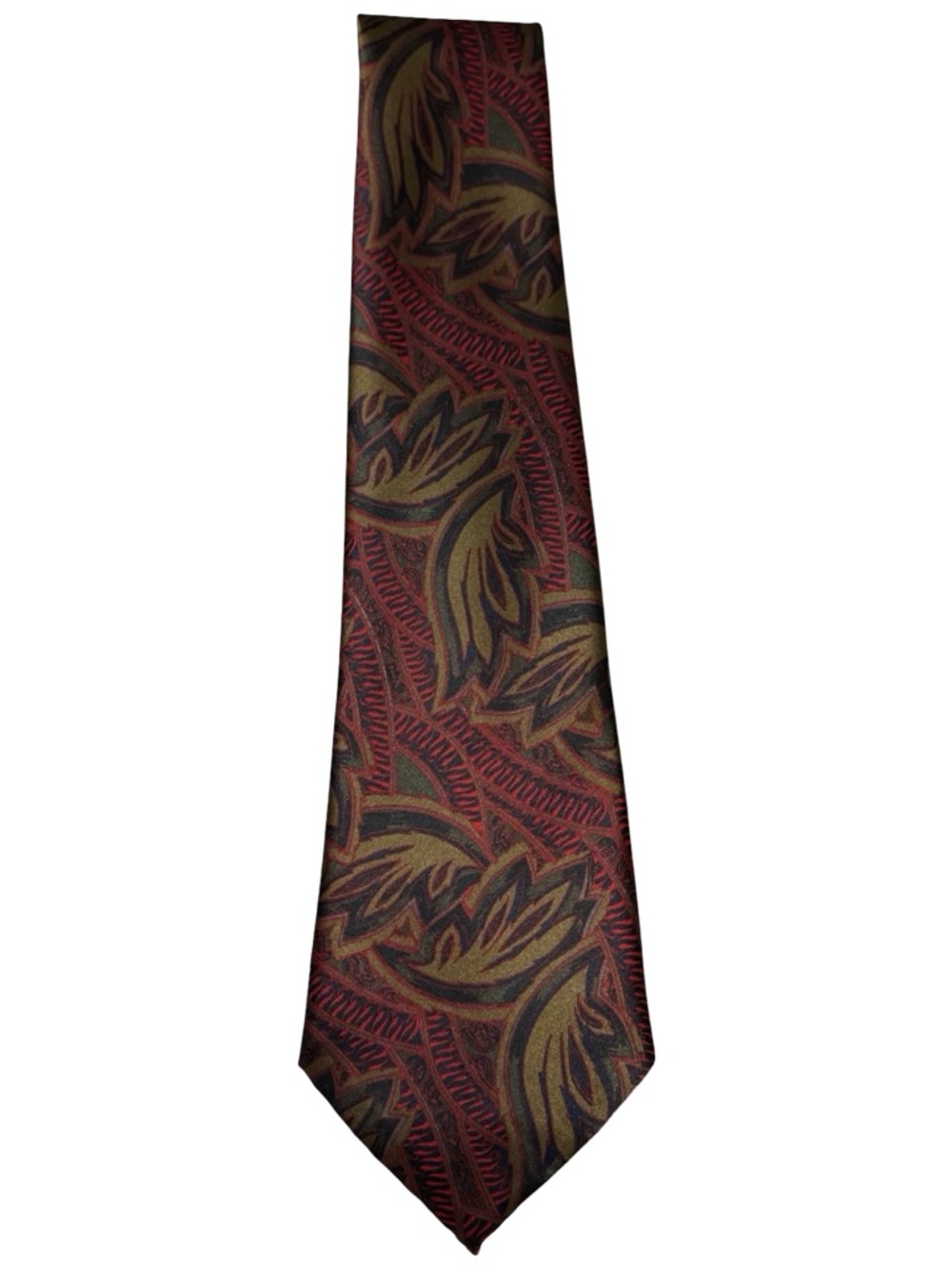 Mens Peachick Red Olive Paisley Silk Tie